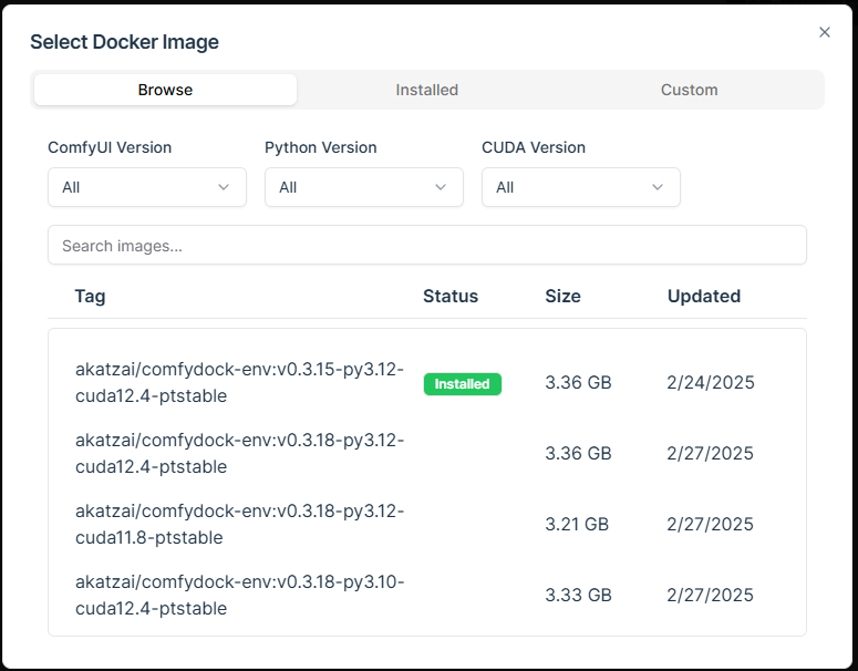 Docker Select Dockerhub