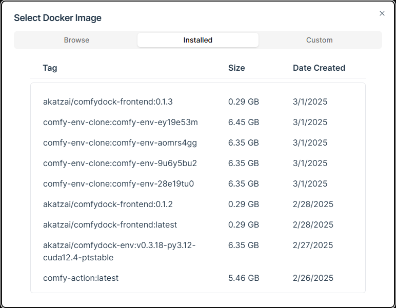 Docker Select Installed